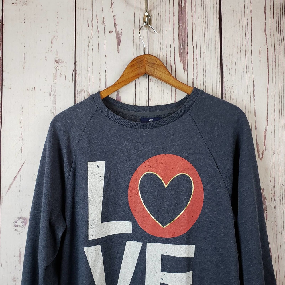 Gap Love Sweatshirt Womens Size Medium Pullover Long Sleeve Cotton Gray
